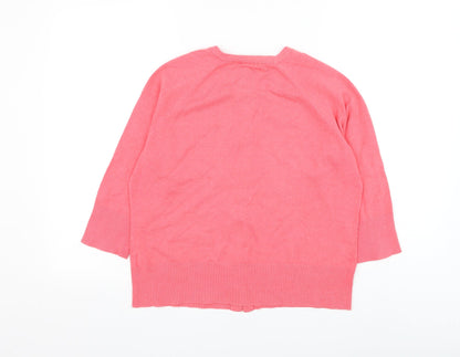 Gap Womens Pink Round Neck Cotton Cardigan Jumper Size L