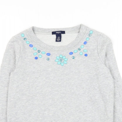 Gap Girls Grey Cotton Pullover Sweatshirt Size 8-9 Years Pullover