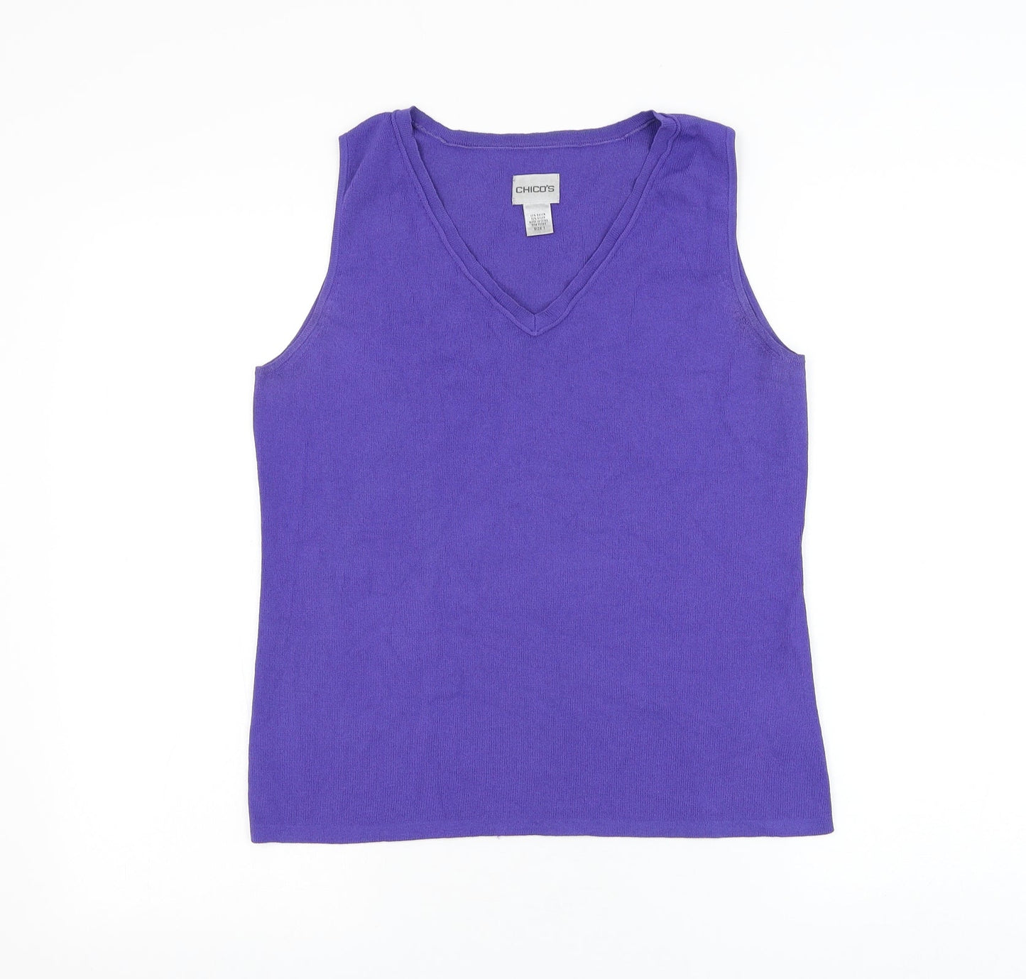 Chico's Womens Purple V-Neck Rayon Vest Jumper Size XS