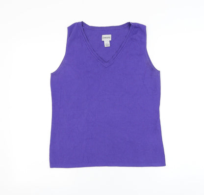 Chico's Womens Purple V-Neck Rayon Vest Jumper Size XS