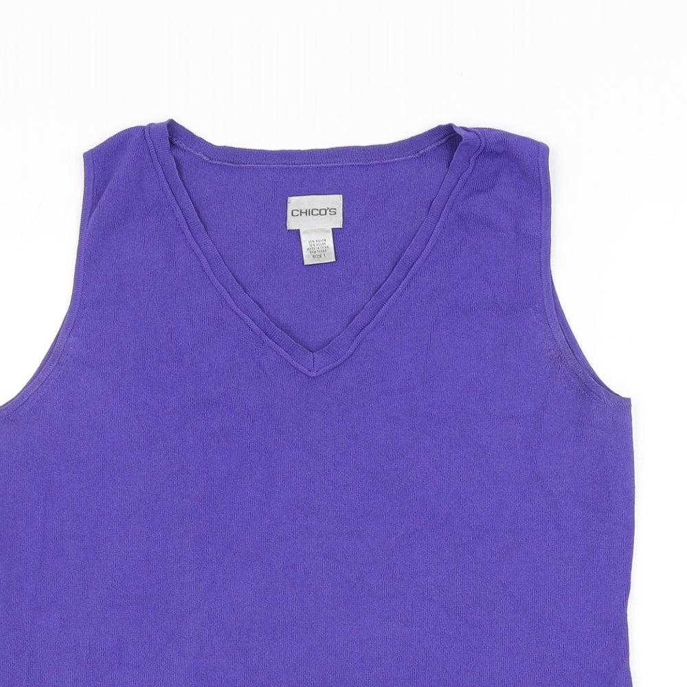 Chico's Womens Purple V-Neck Rayon Vest Jumper Size XS