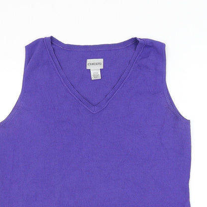 Chico's Womens Purple V-Neck Rayon Vest Jumper Size XS
