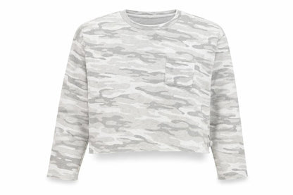 Wild Skye Womens Grey Camouflage Cotton Pullover Sweatshirt Size M Pullover - Cropped