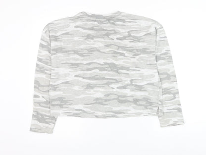Wild Skye Womens Grey Camouflage Cotton Pullover Sweatshirt Size M Pullover - Cropped