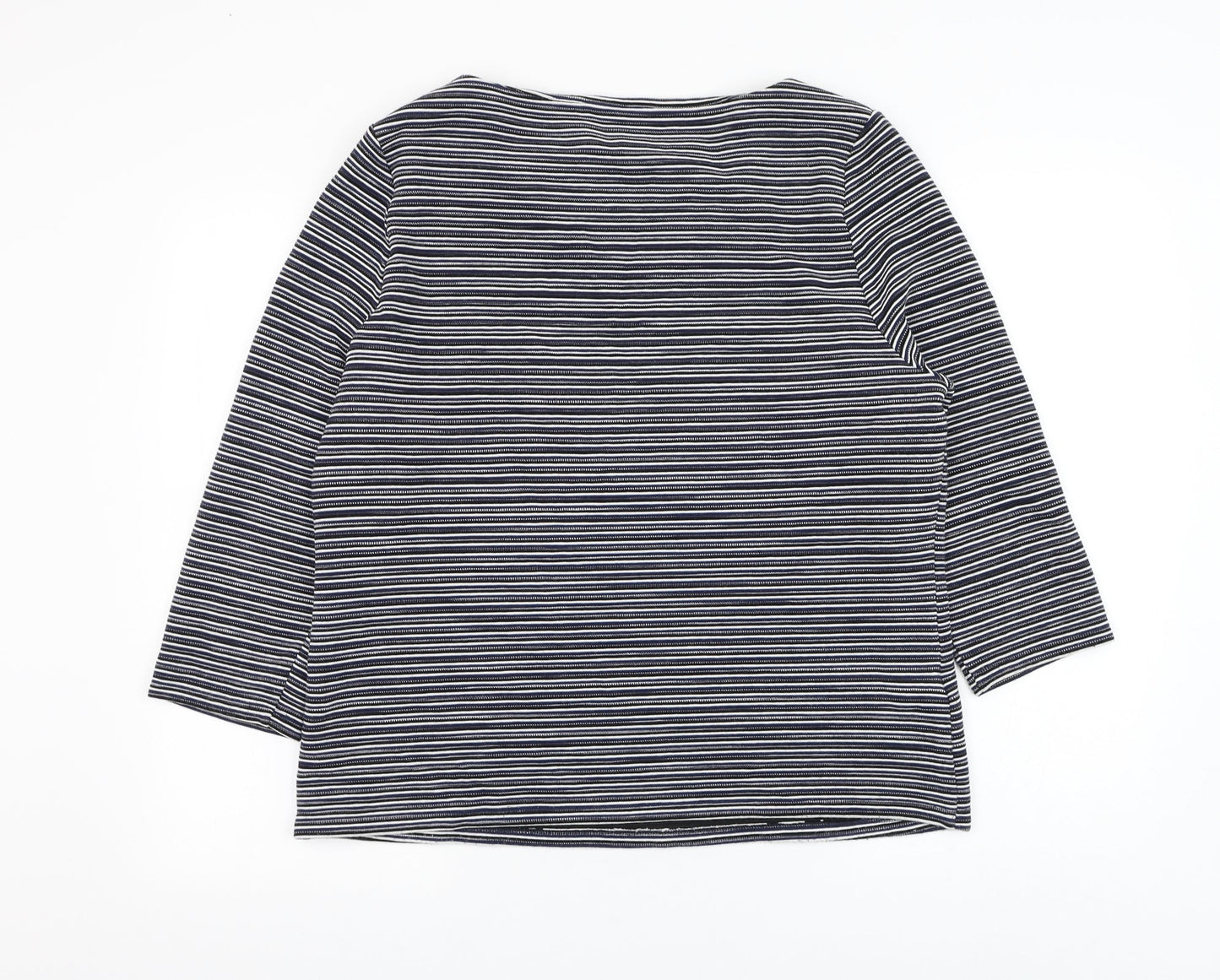CC Womens Blue Round Neck Striped Viscose Pullover Jumper Size XL
