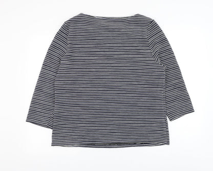 CC Womens Blue Round Neck Striped Viscose Pullover Jumper Size XL