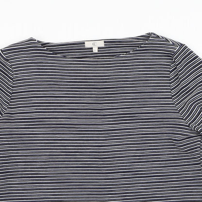 CC Womens Blue Round Neck Striped Viscose Pullover Jumper Size XL