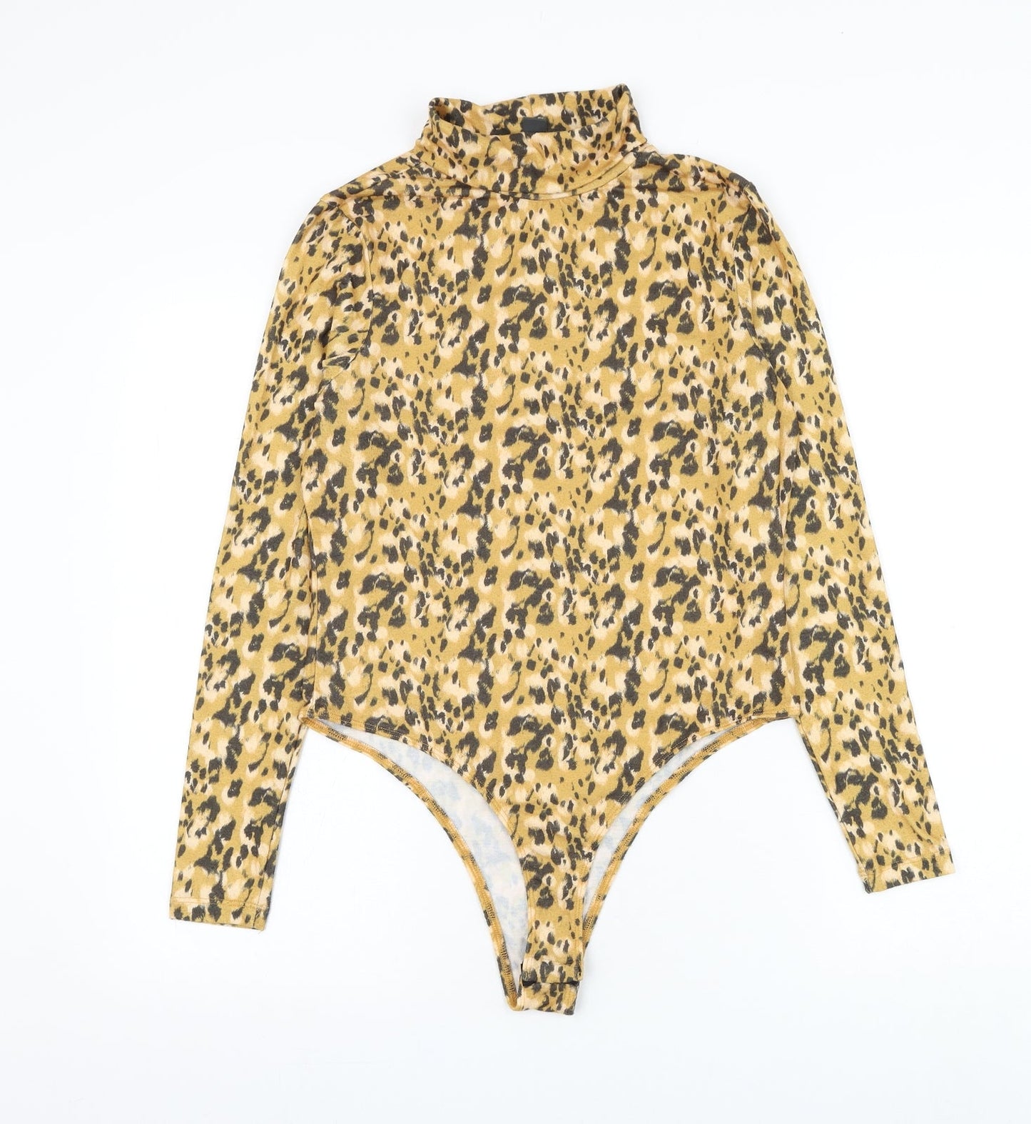 Primark Womens Yellow Animal Print Polyester Bodysuit One-Piece Size 12 Snap