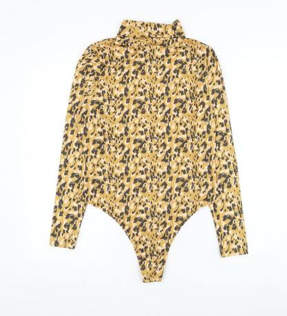 Primark Womens Yellow Animal Print Polyester Bodysuit One-Piece Size 12 Snap