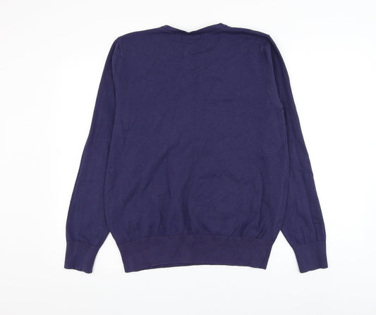 Burton Mens Purple V-Neck Cotton Pullover Jumper Size L