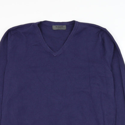 Burton Mens Purple V-Neck Cotton Pullover Jumper Size L