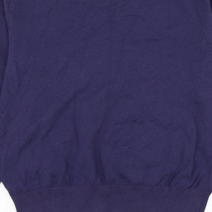 Burton Mens Purple V-Neck Cotton Pullover Jumper Size L