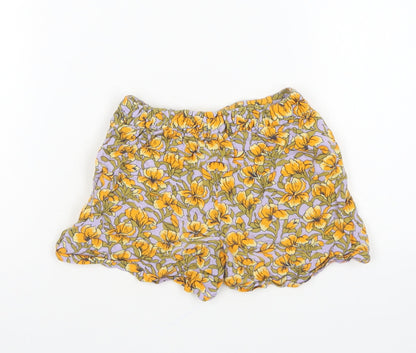 Zara Girls Multicoloured Floral Polyester Mini Skort Size 7 Years Regular Pull On