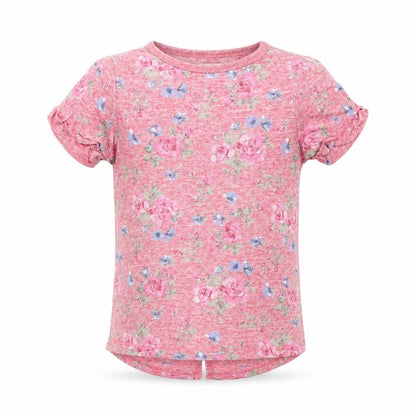 NEXT Girls Pink Floral Polyester Basic T-Shirt Size 7 Years Round Neck Pullover