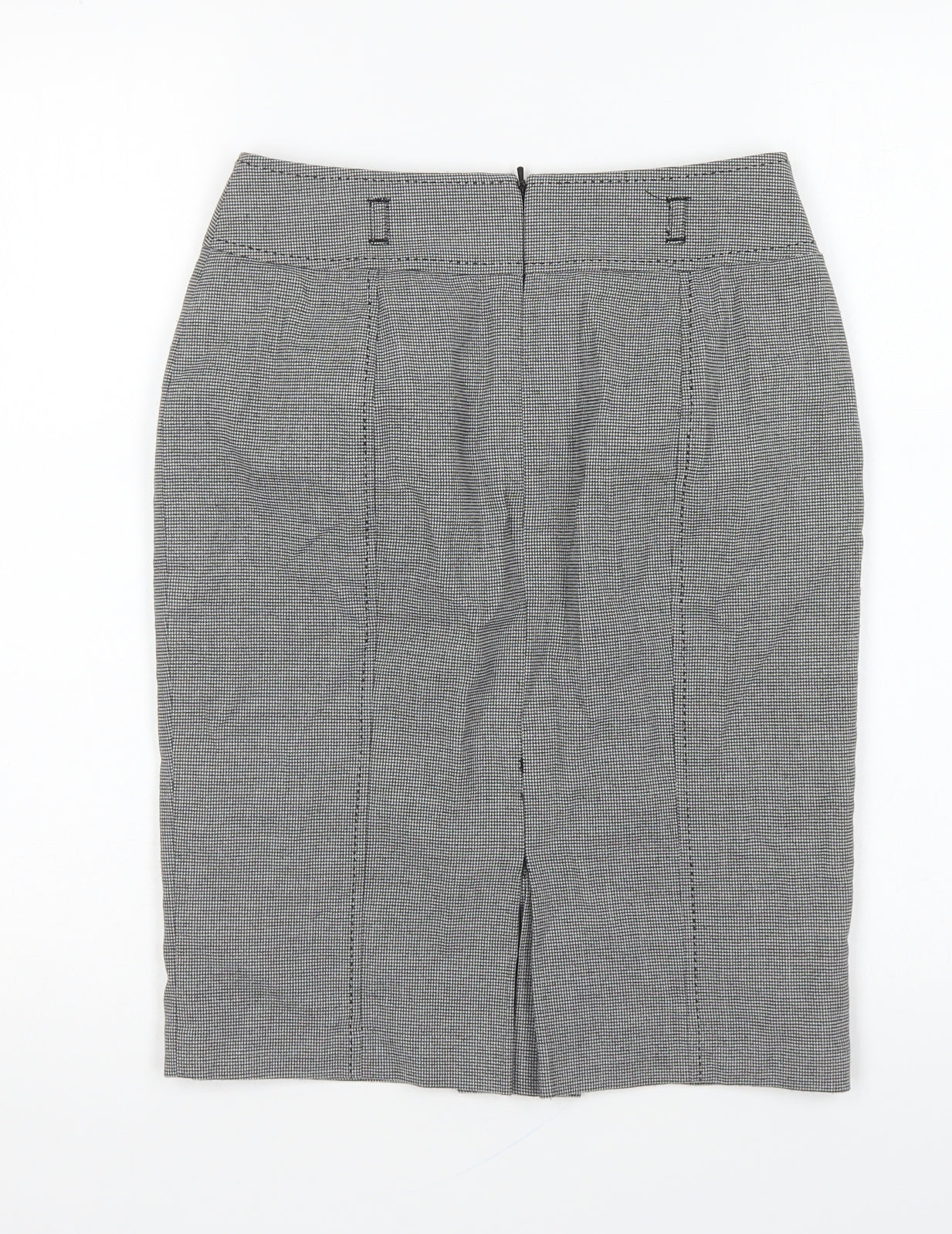 Marks and Spencer Womens Black Geometric Polyester Straight & Pencil Skirt Size 6 - Houndstooth print.