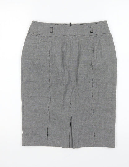Marks and Spencer Womens Black Geometric Polyester Straight & Pencil Skirt Size 6 - Houndstooth print.