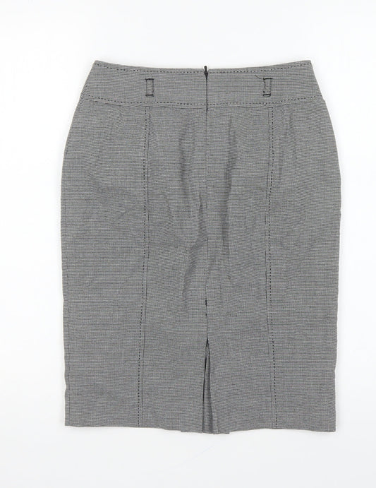 Marks and Spencer Womens Black Geometric Polyester Straight & Pencil Skirt Size 6 - Houndstooth print.