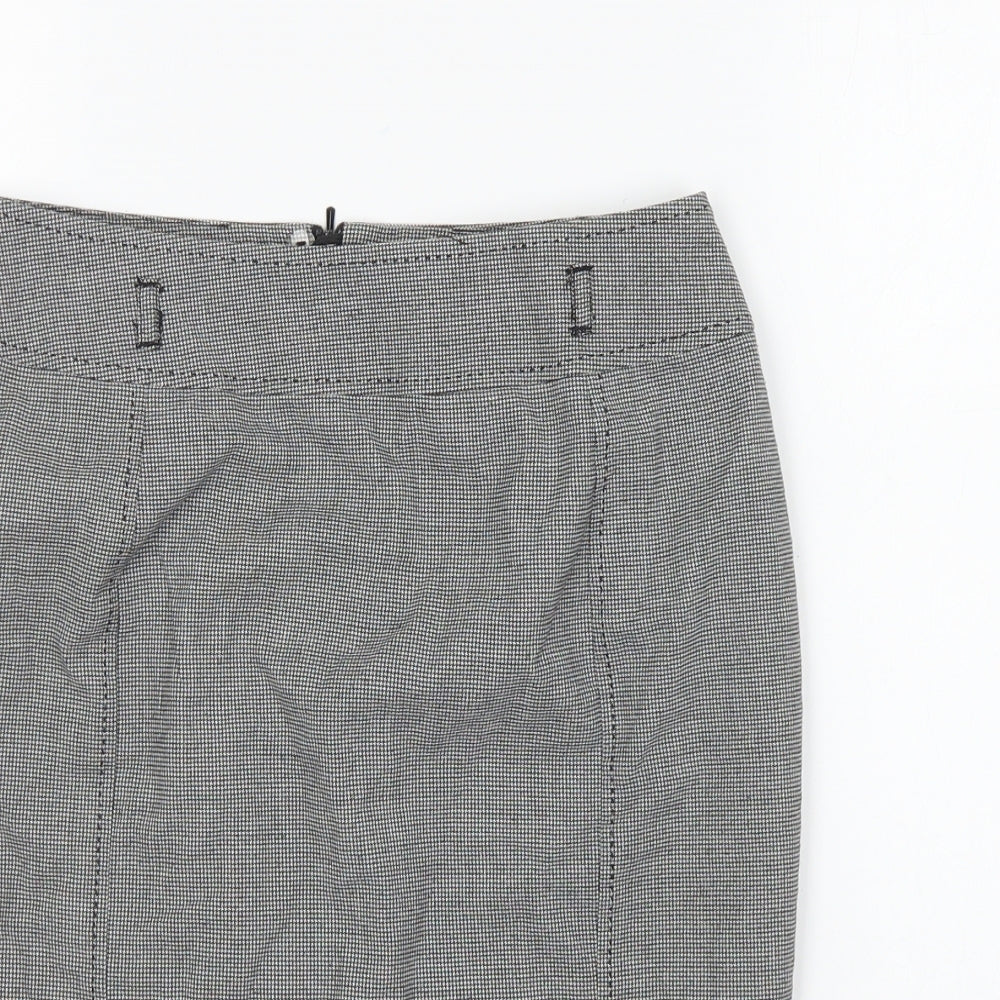 Marks and Spencer Womens Black Geometric Polyester Straight & Pencil Skirt Size 6 - Houndstooth print.