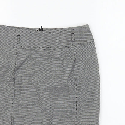 Marks and Spencer Womens Black Geometric Polyester Straight & Pencil Skirt Size 6 - Houndstooth print.