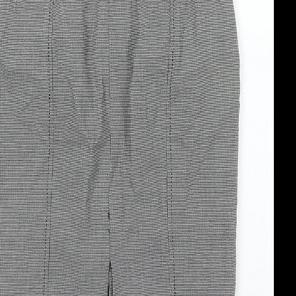 Marks and Spencer Womens Black Geometric Polyester Straight & Pencil Skirt Size 6 - Houndstooth print.