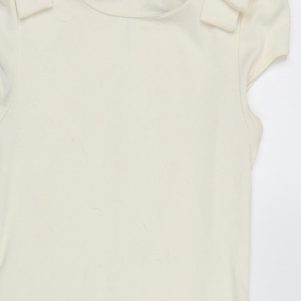 Dorothy Perkins Womens Ivory Polyester A-Line Size 6 Round Neck Button