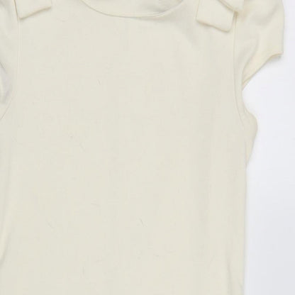 Dorothy Perkins Womens Ivory Polyester A-Line Size 6 Round Neck Button