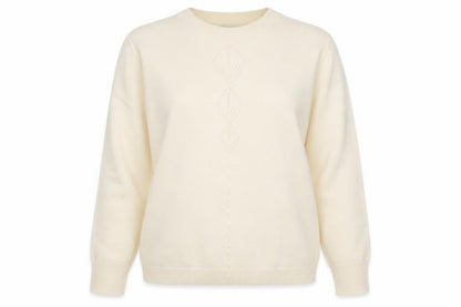Sinclair Womens Ivory Crew Neck Acrylic Pullover Jumper Size S