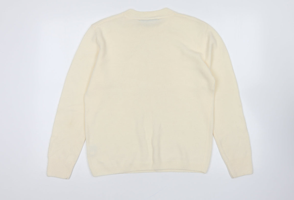 Sinclair Womens Ivory Crew Neck Acrylic Pullover Jumper Size S