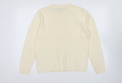 Sinclair Womens Ivory Crew Neck Acrylic Pullover Jumper Size S