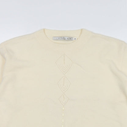 Sinclair Womens Ivory Crew Neck Acrylic Pullover Jumper Size S