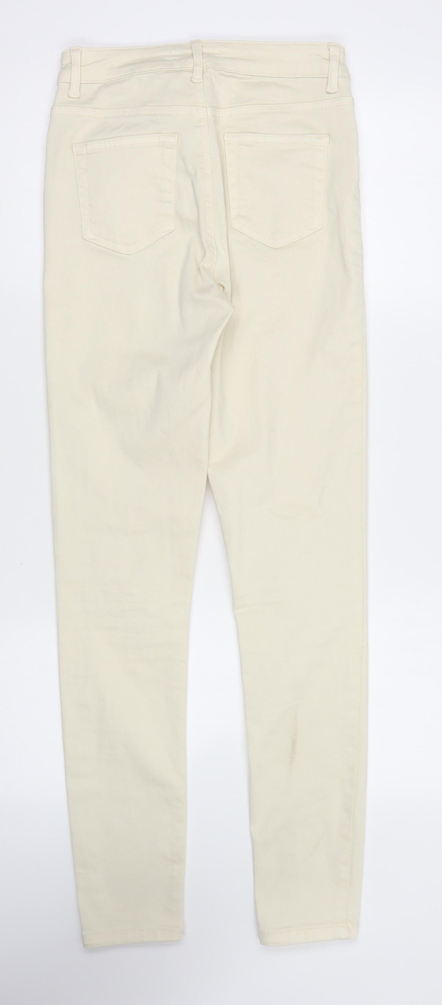 Denim & Co. Womens Ivory Cotton Skinny Jeans Size 10 L27 in Regular Button