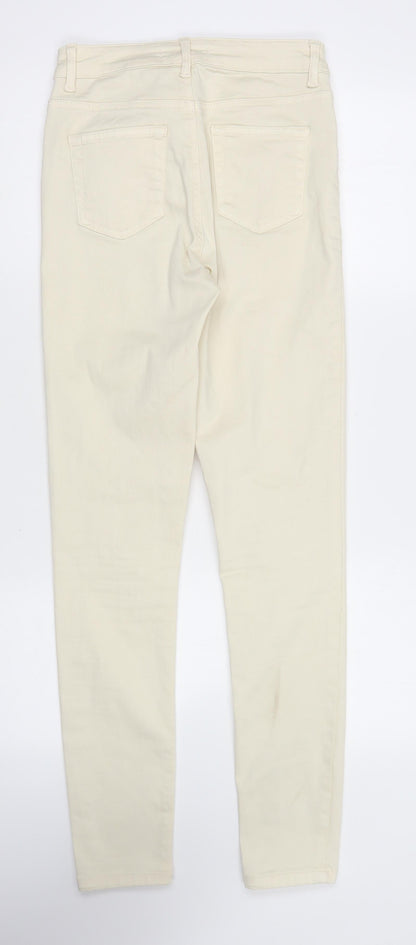 Denim & Co. Womens Ivory Cotton Skinny Jeans Size 10 L27 in Regular Button