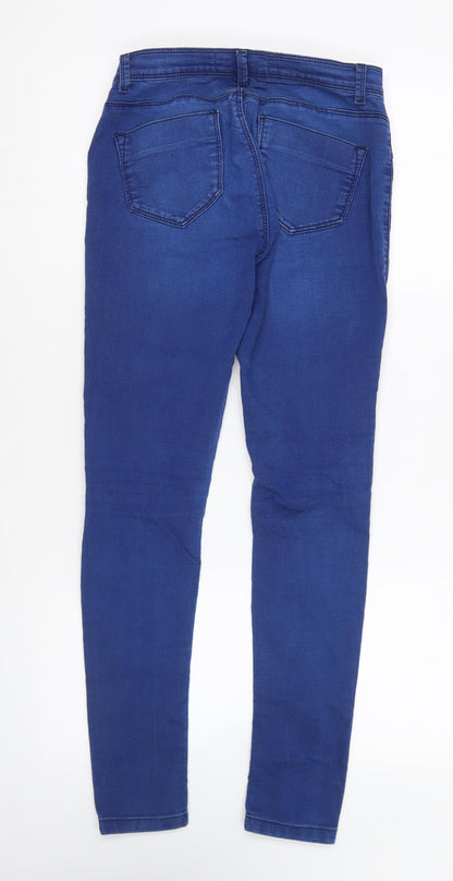 Dorothy Perkins Womens Blue Cotton Skinny Jeans Size 6 L25 in Regular Button