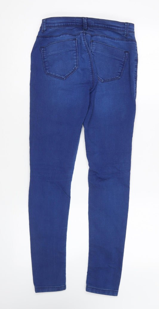 Dorothy Perkins Womens Blue Cotton Skinny Jeans Size 6 L25 in Regular Button