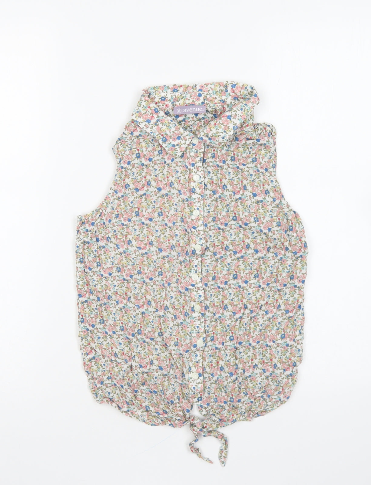 Avenue Womens Multicoloured Floral Viscose Basic Button-Up Size 8 Collared