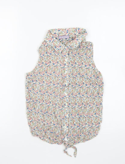 Avenue Womens Multicoloured Floral Viscose Basic Button-Up Size 8 Collared