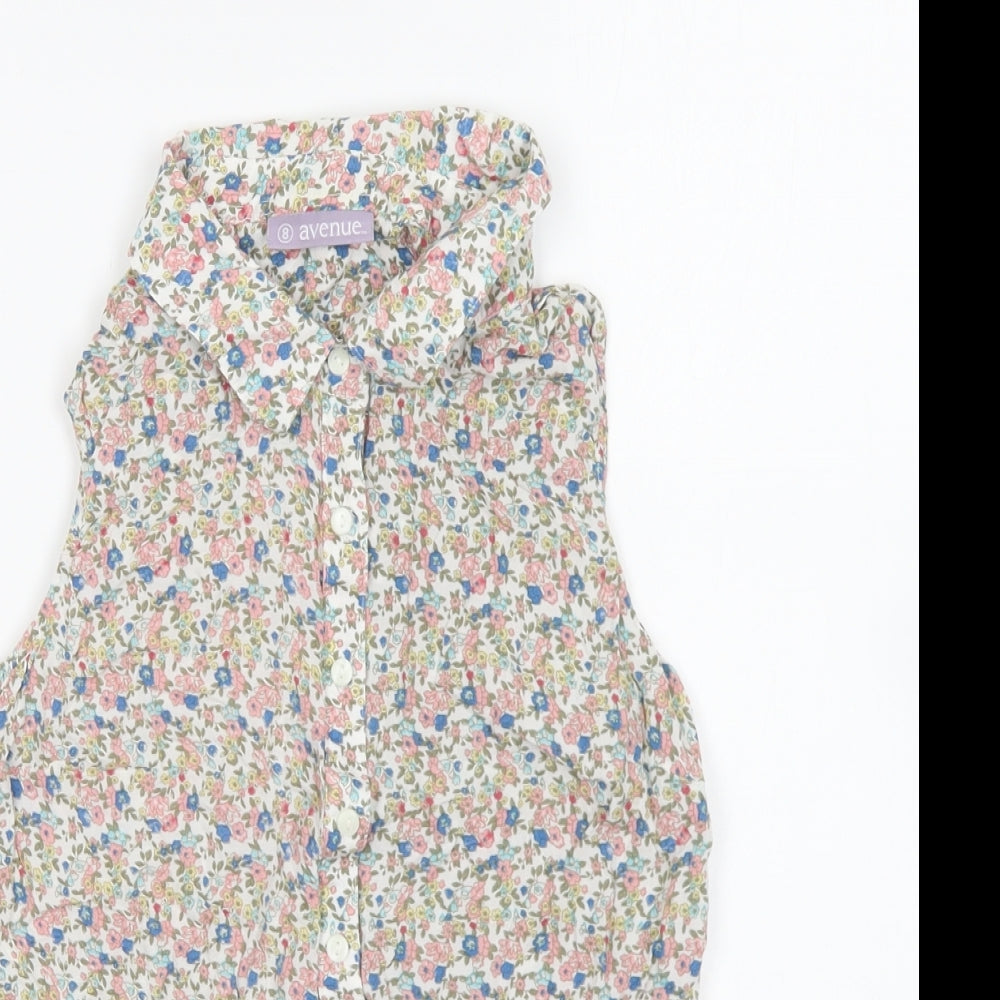 Avenue Womens Multicoloured Floral Viscose Basic Button-Up Size 8 Collared
