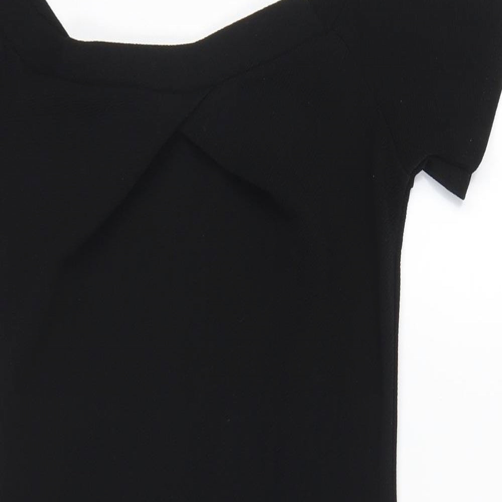 Cameo Rose Womens Black Polyester Bodycon Size 10 Boat Neck Pullover