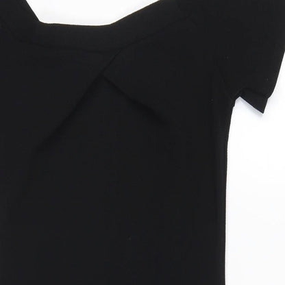 Cameo Rose Womens Black Polyester Bodycon Size 10 Boat Neck Pullover