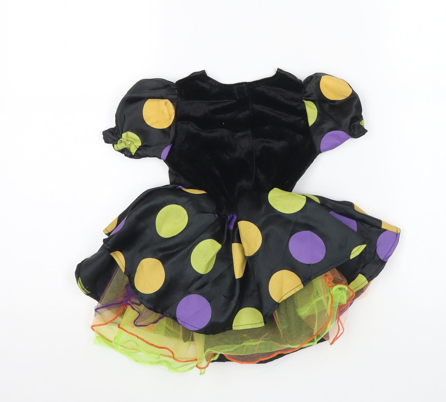 Hallow Scream Girls Multicoloured Polka Dot Polyester Skater Dress Size 12 Months Square Neck Pullover - Halloween costume