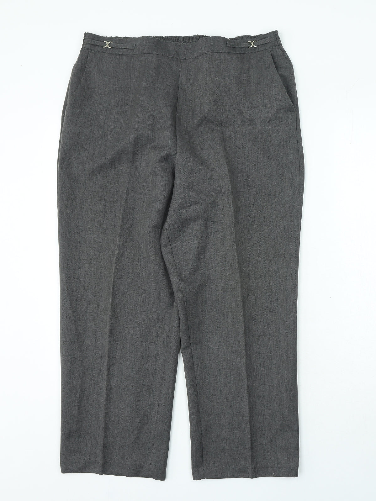 Petites Womens Grey Polyester Cropped Trousers Size L L25 in Regular