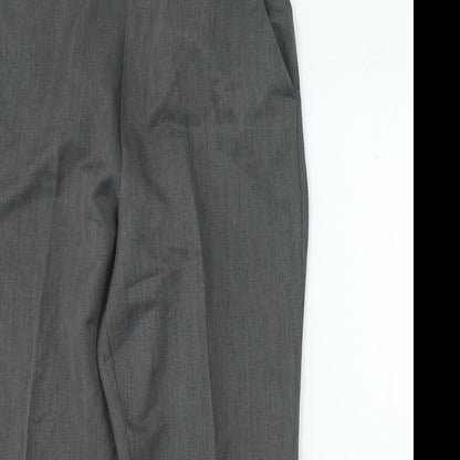 Petites Womens Grey Polyester Cropped Trousers Size L L25 in Regular