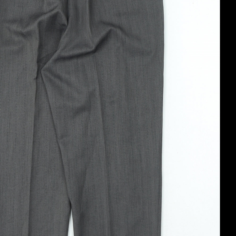 Petites Womens Grey Polyester Cropped Trousers Size L L25 in Regular