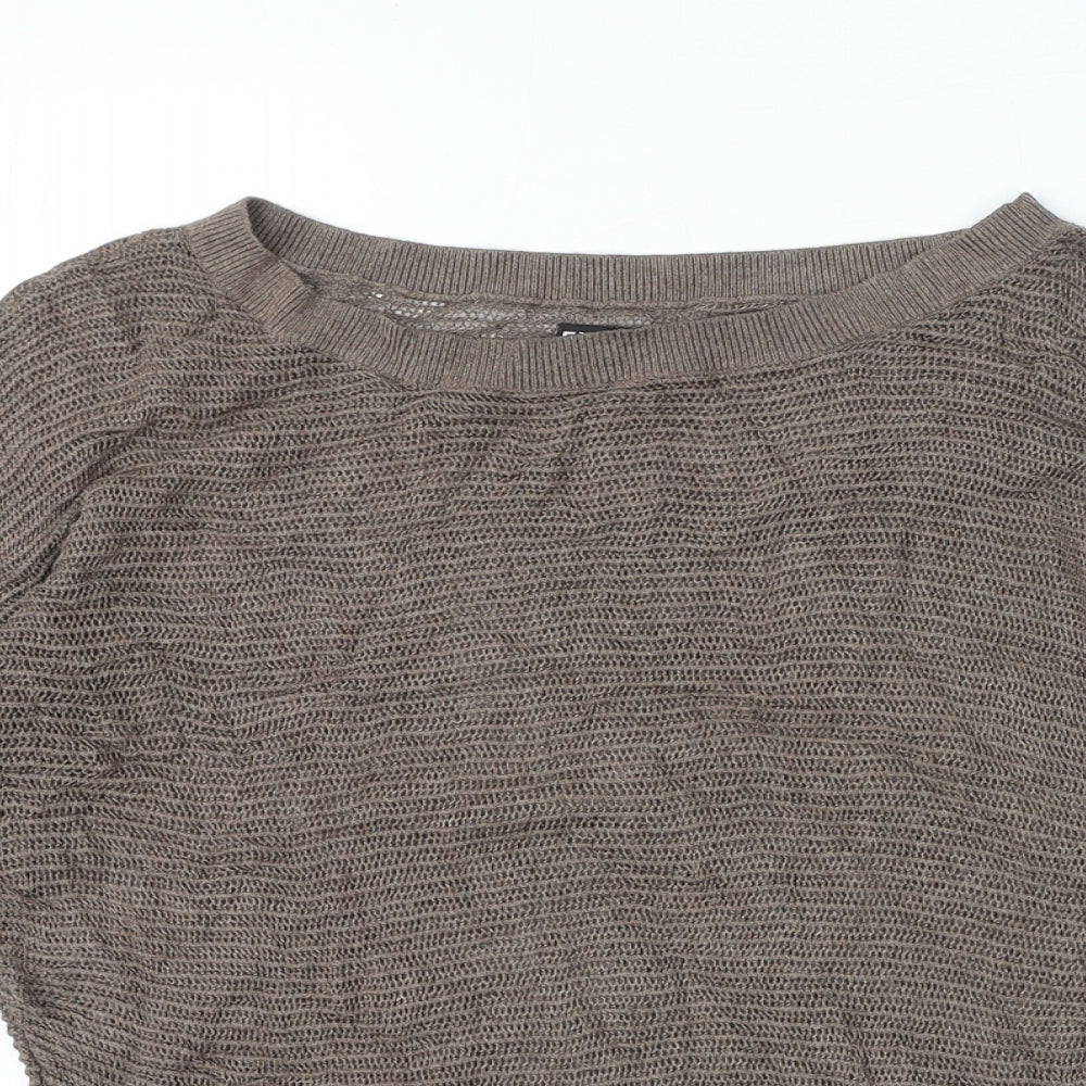 Express Womens Brown Viscose Basic T-Shirt Size XS Boat Neck
