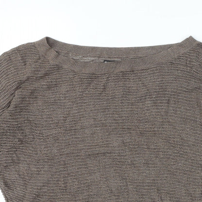 Express Womens Brown Viscose Basic T-Shirt Size XS Boat Neck