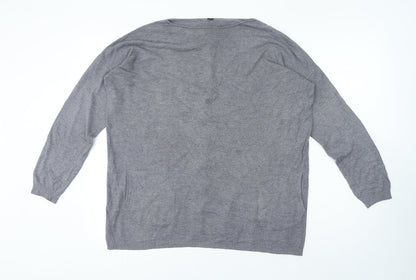Womens UK Size L Preworn Grey Basic T-Shirt