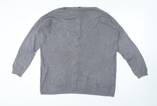 Womens UK Size L Preworn Grey Basic T-Shirt