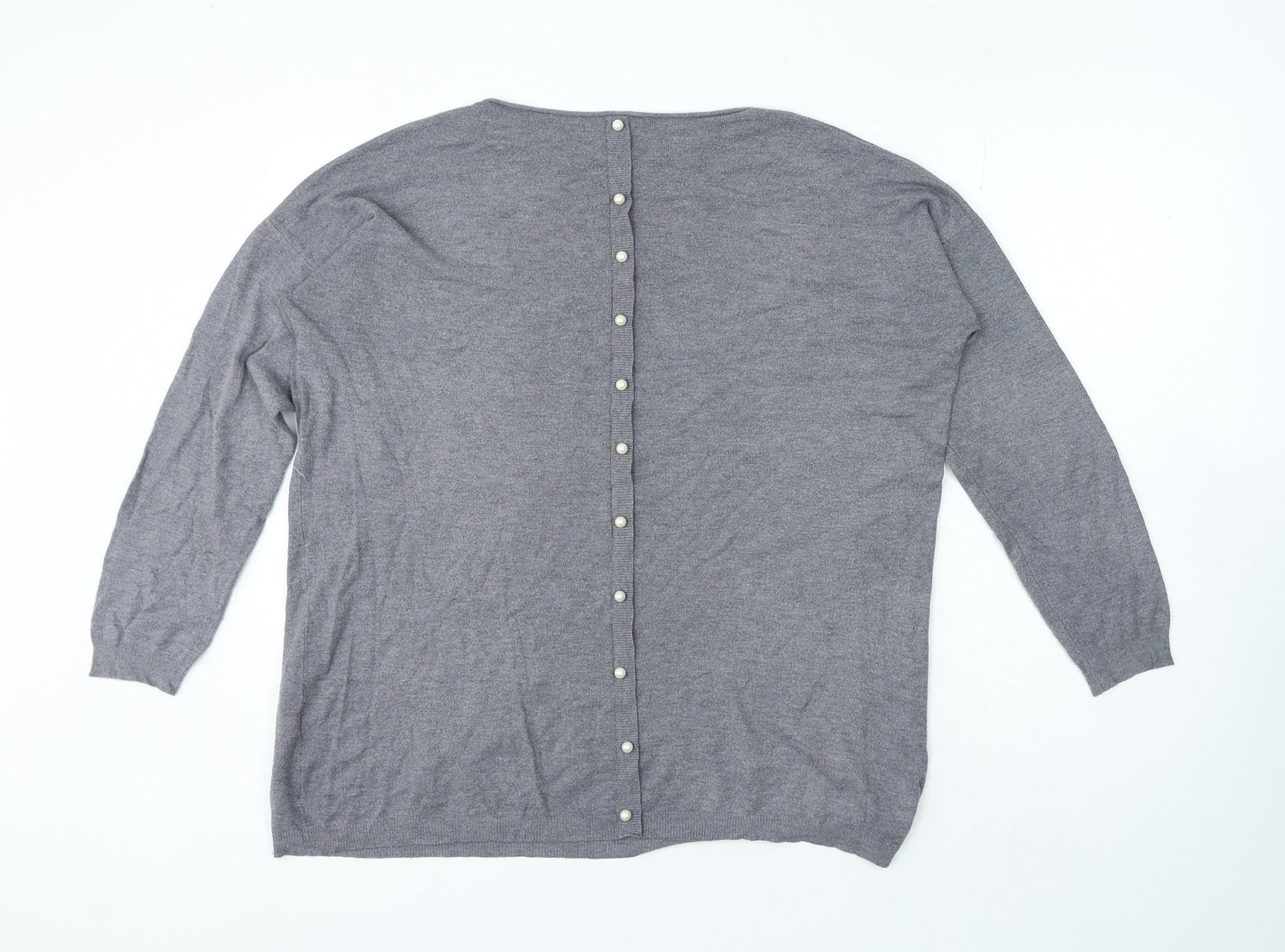 Womens UK Size L Preworn Grey Basic T-Shirt