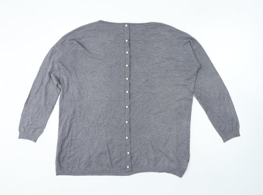 Womens UK Size L Preworn Grey Basic T-Shirt
