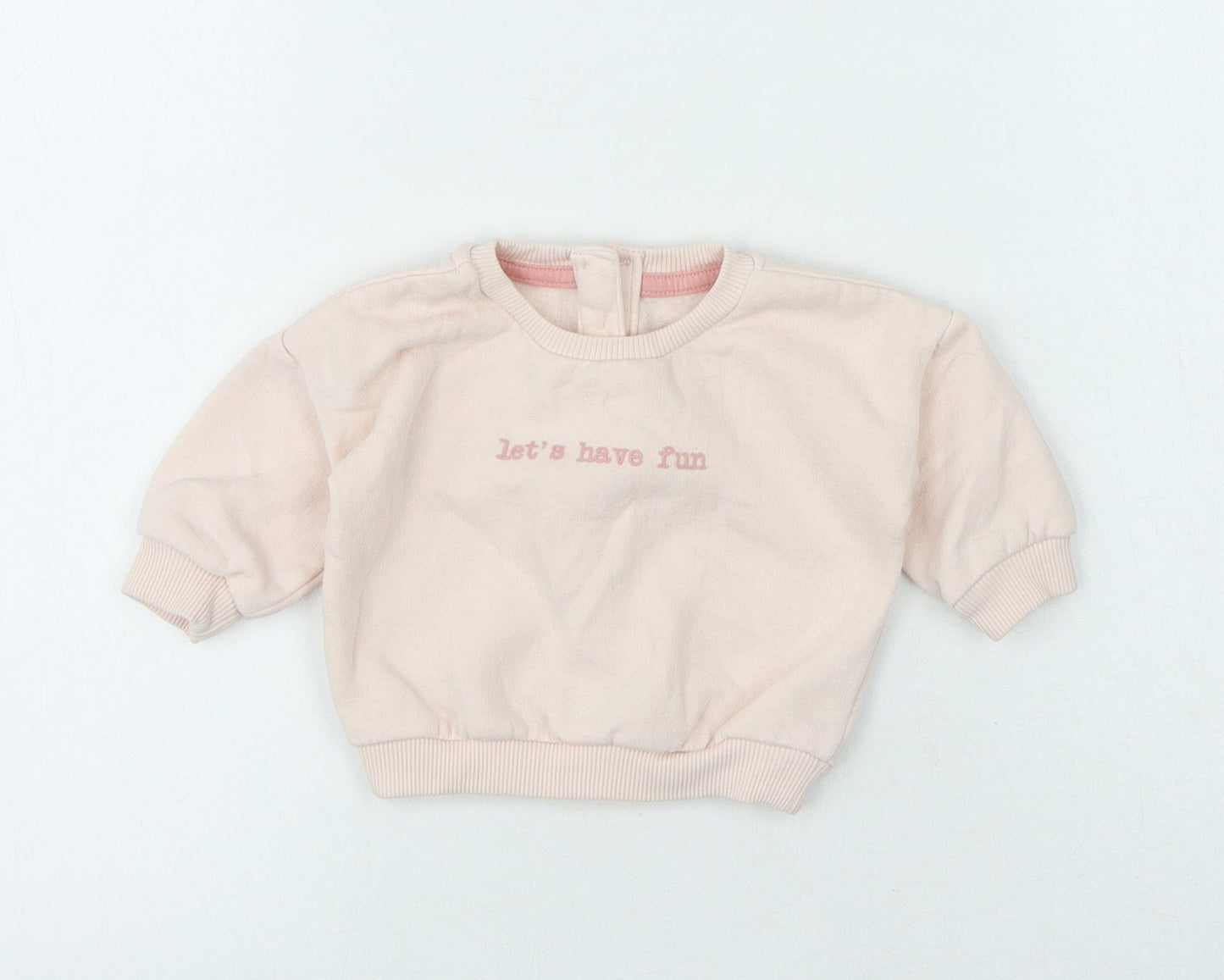 Matalan Girls Pink Polyester Jersey T-Shirt Size 0-3 Months Crew Neck - Sloagan